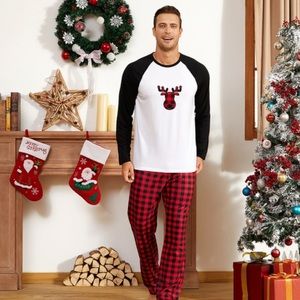 Pat Pat Winter Deer Red Plaid PJ Set
